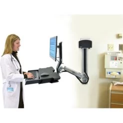 Ergotron 45-272-026 StyleView® Sit-Stand Combo System With Worksurface -Office Tool Store Ergotron 45 272 026 StyleView Sit Stand Combo System with Worksurface and Small CPU Holder Polished Aluminum 6