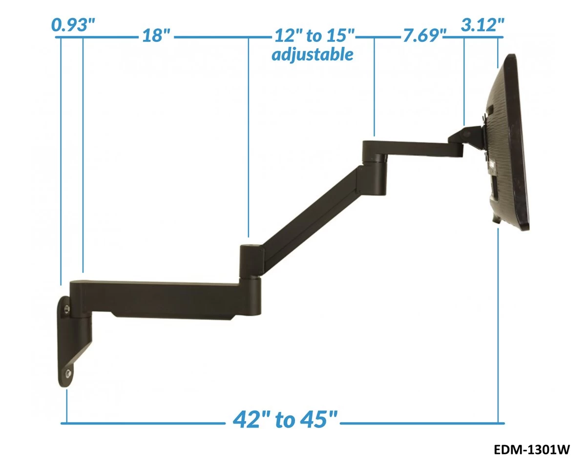 Extra Long Reach Wall Mount Monitor Arm EDM-4518W 1 Extra Long Reach Wall Mount Monitor Arm EDM-4518W