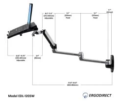 Long Reach Wall Mounted Laptop Arm EDL-1205W -Office Tool Store Long Reach Wall Mounted Laptop Arm EDL 1205W 1
