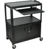 Luxor AVJ42XLKBC Extra Large Adj Steel Cart W/ KB Tray & Cabinet