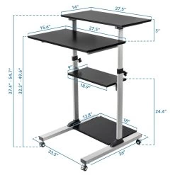 Mount IT! Height Adjustable Rolling Stand Up Desk - MI-7940 -Office Tool Store Mount IT Height Adjustable Rolling Stand Up Desk MI 7940 1