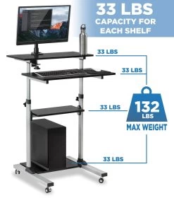 Mount IT! Height Adjustable Rolling Stand Up Desk - MI-7940 -Office Tool Store Mount IT Height Adjustable Rolling Stand Up Desk MI 7940 12